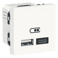 nabíjačka USB A+C 12 W, 2,4 A biela Schneider nová Unica NU301818